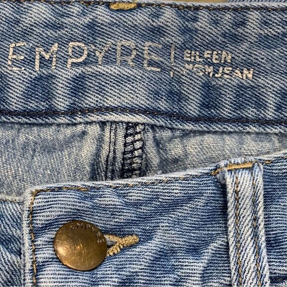 Empyre Eileen Mom Jeans Checkerboard Side Stripe Busted Knees Cropped Size 1 - Picture 5 of 9